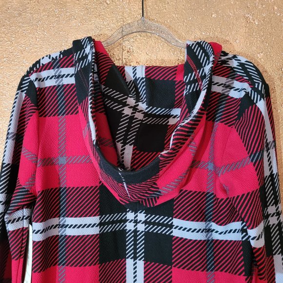 Seven Forty Two NWT Red Plaid Open Front Coat Size XS - Picture 4 of 5
